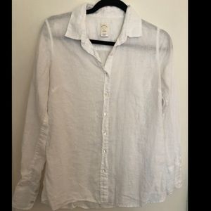 J. Crew The Perfect Shirt in White Linen Size 4
